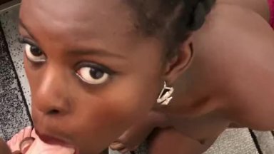 Ebony girl picked up in launderette for anal sex